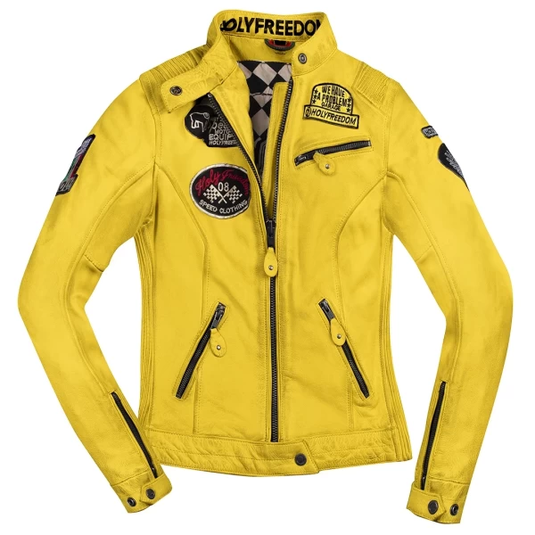 WOMAN LEATHER YELLOW JACKET