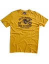 Front view della t-shirt Holyfreedom Senape in cotone slub, texture morbida e look vintage.