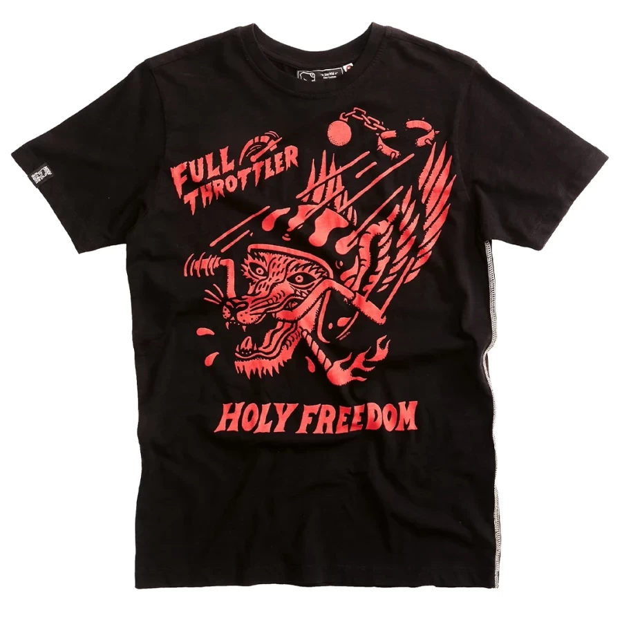 T-shirt Rossofuoco Holyfreedom frontale in slub cotton con fit comodo e look deciso.