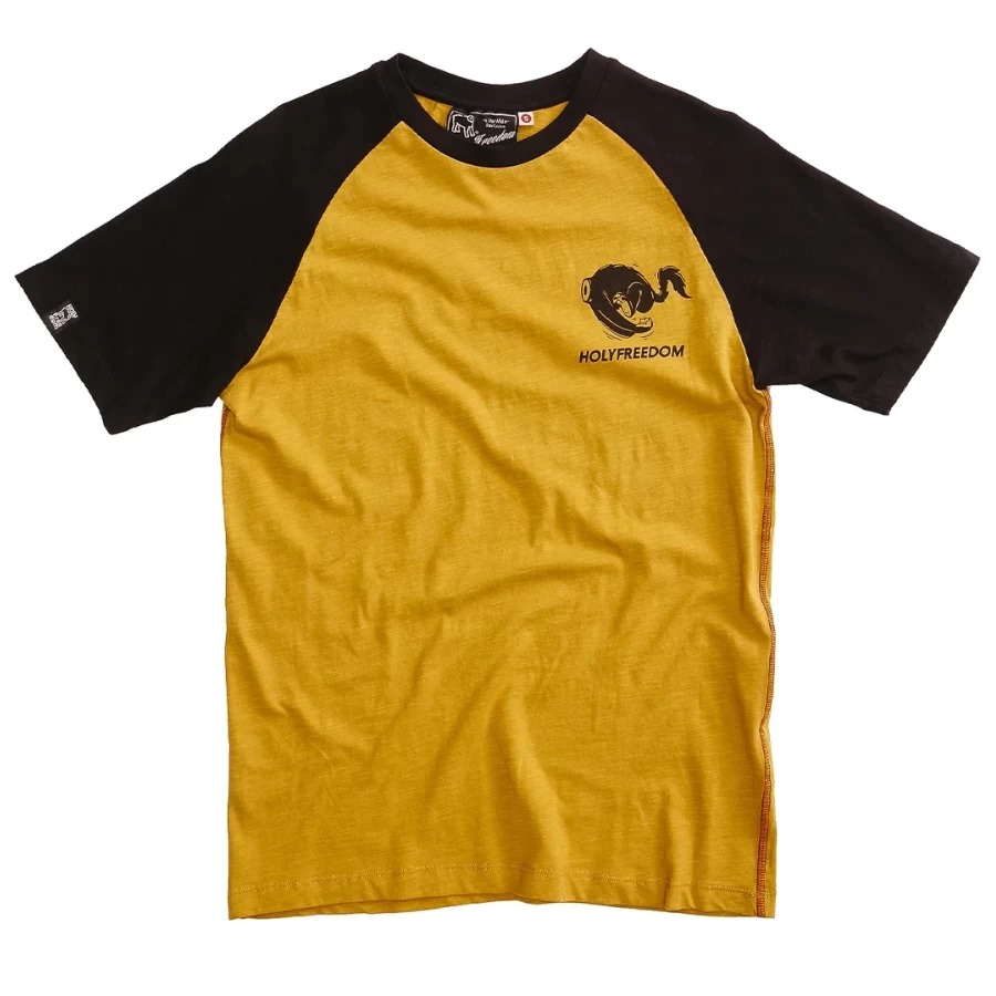 T-shirt Shoeles Joe Holyfreedom frontale con maniche raglan e fit comodo.