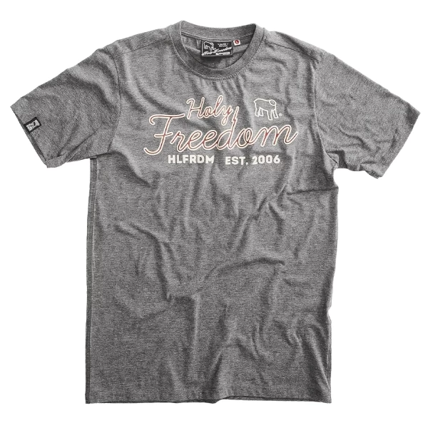 Front view of the Icontee T melange grey T-shirt with a simple, easy-to-wear shape.