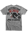 Front view of the Holyfreedom Be Careful grey melange T-shirt with a clean classic fit.
