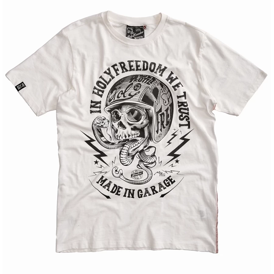 Holyfreedom slub cotton T-shirt, front view with natural texture and a regular fit.