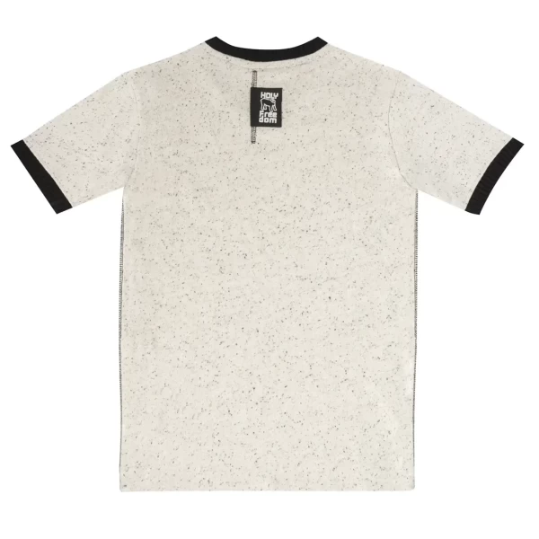 T-shirt Holyfreedom V-Black frontale, effetto vintage e fit essenziale per look moto custom.