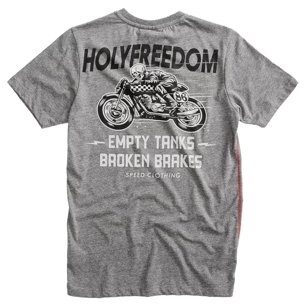 T-shirt donna Holyfreedom Ghostrider Grey in cotone riciclato, vista frontale melange.