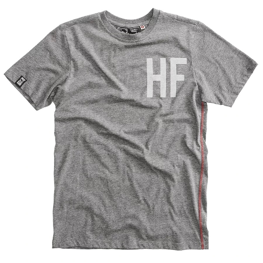 T-shirt donna Holyfreedom Ghostrider Grey in cotone riciclato, vista frontale melange.