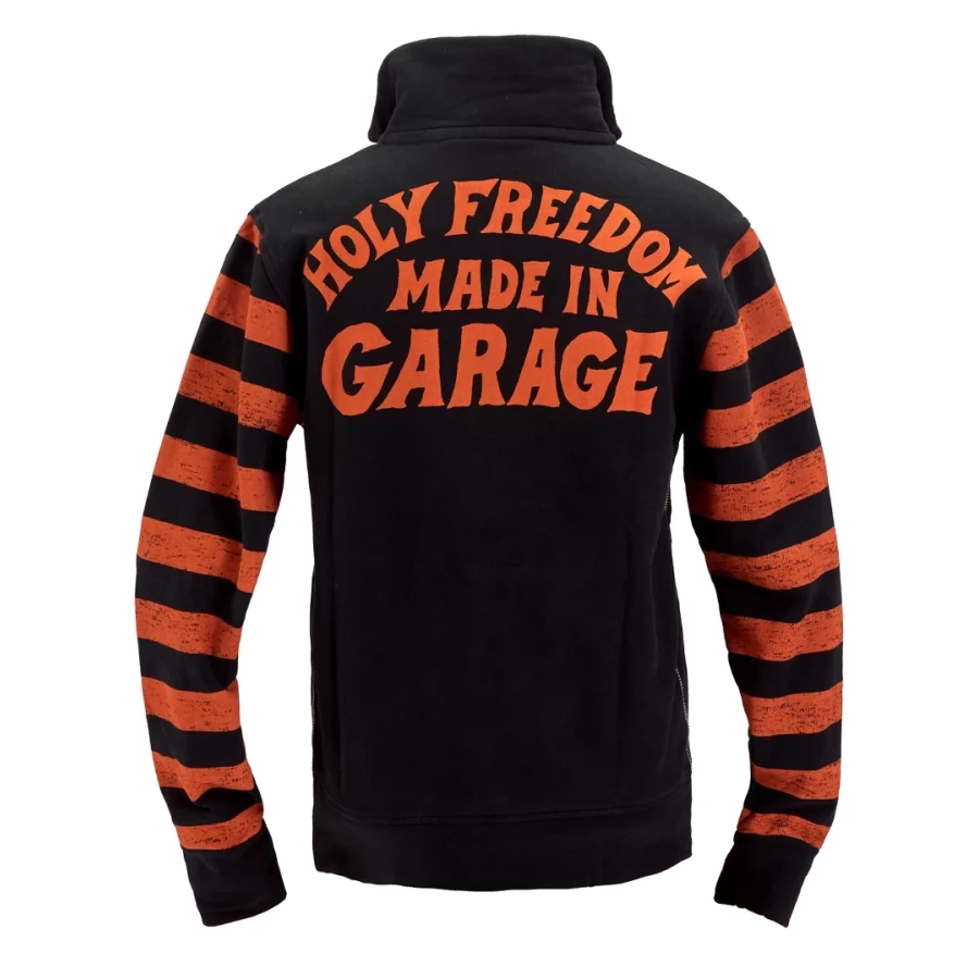Felpa full zip Garage Holyfreedom vista frontale, look vintage e comfort da tutti i giorni