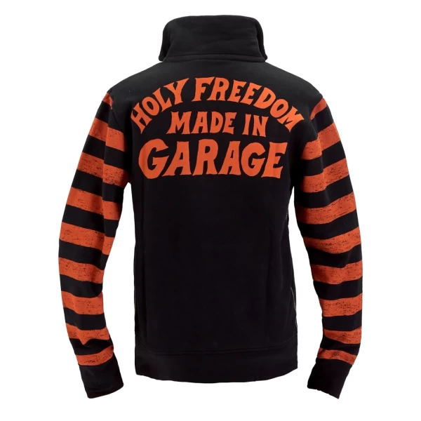 Felpa full zip Garage Holyfreedom vista frontale, look vintage e comfort da tutti i giorni