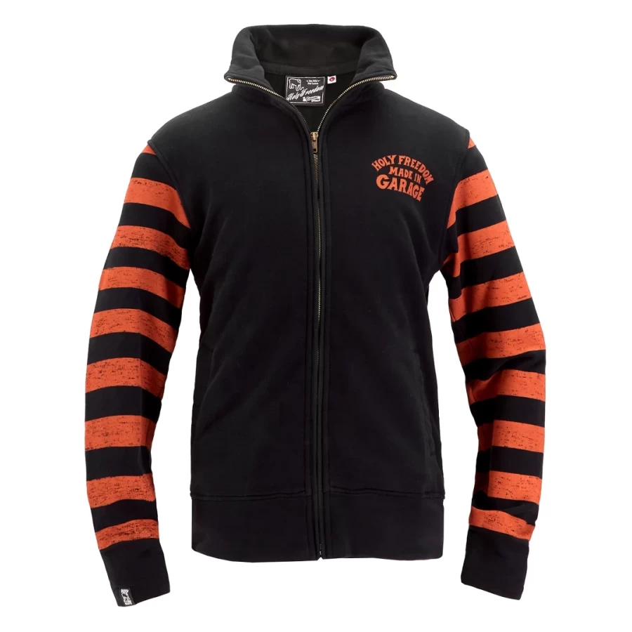 Holyfreedom full zip garage sweatshirt front view, vintage look and easy everyday fit