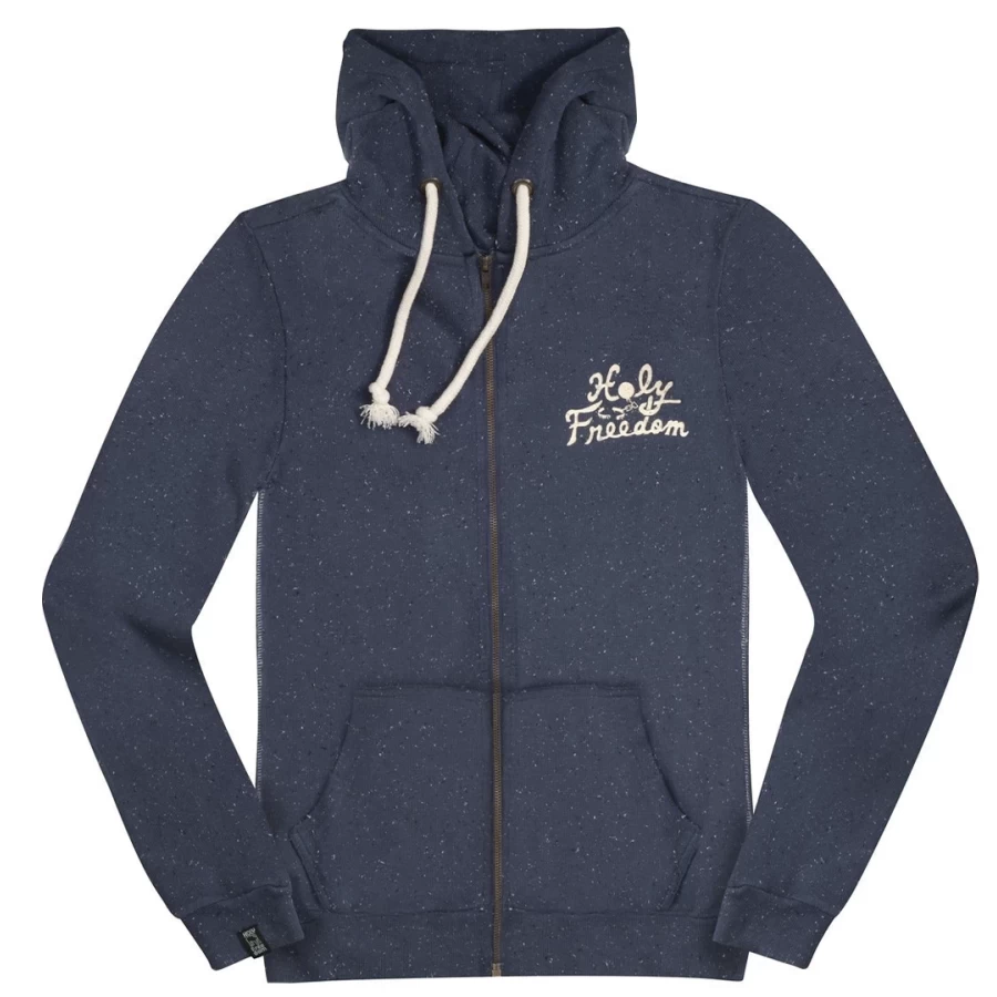 Felpa Zizo Navy Blue Holyfreedom vista frontale, effetto vintage e stile essenziale uomo