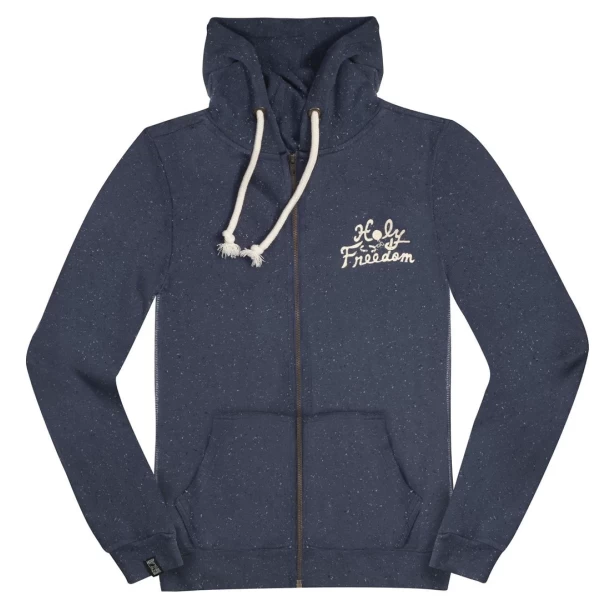 Felpa Zizo Navy Blue Holyfreedom vista frontale, effetto vintage e stile essenziale uomo