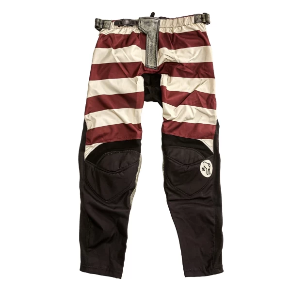 Front view of Mud Bordeaux technical off-road trousers in a rich bordeaux tone.