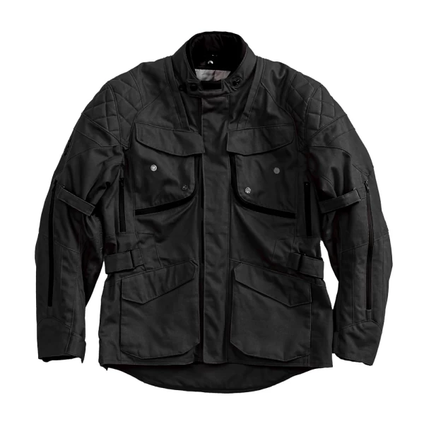 Front view of the Holyfreedom Explorer Black technical motorcycle jacket