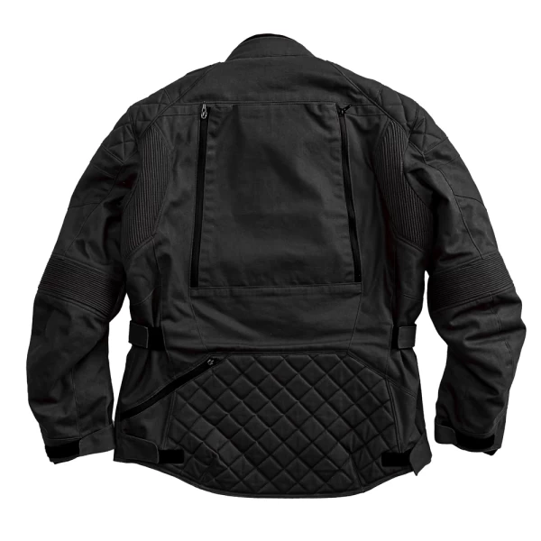 Close-up of CE-protected details on the Holyfreedom Explorer Black touring jacket
