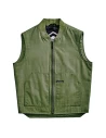 Gilet moto imbottito Worker Green Holyfreedom, vista frontale con fit essenziale e stile vintage.