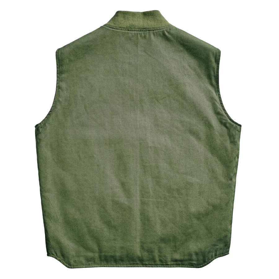 Gilet moto imbottito Worker Green Holyfreedom, vista frontale con fit essenziale e stile vintage.