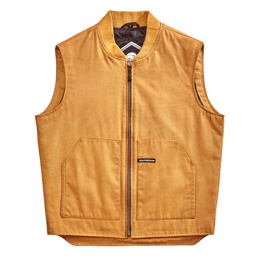 Gilet moto imbottito Worker Havana Holyfreedom, vista frontale con fit regolare e stile vintage.