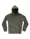 Felpa Garage Green frontale con cappuccio e fit comodo per stile moto vintage.