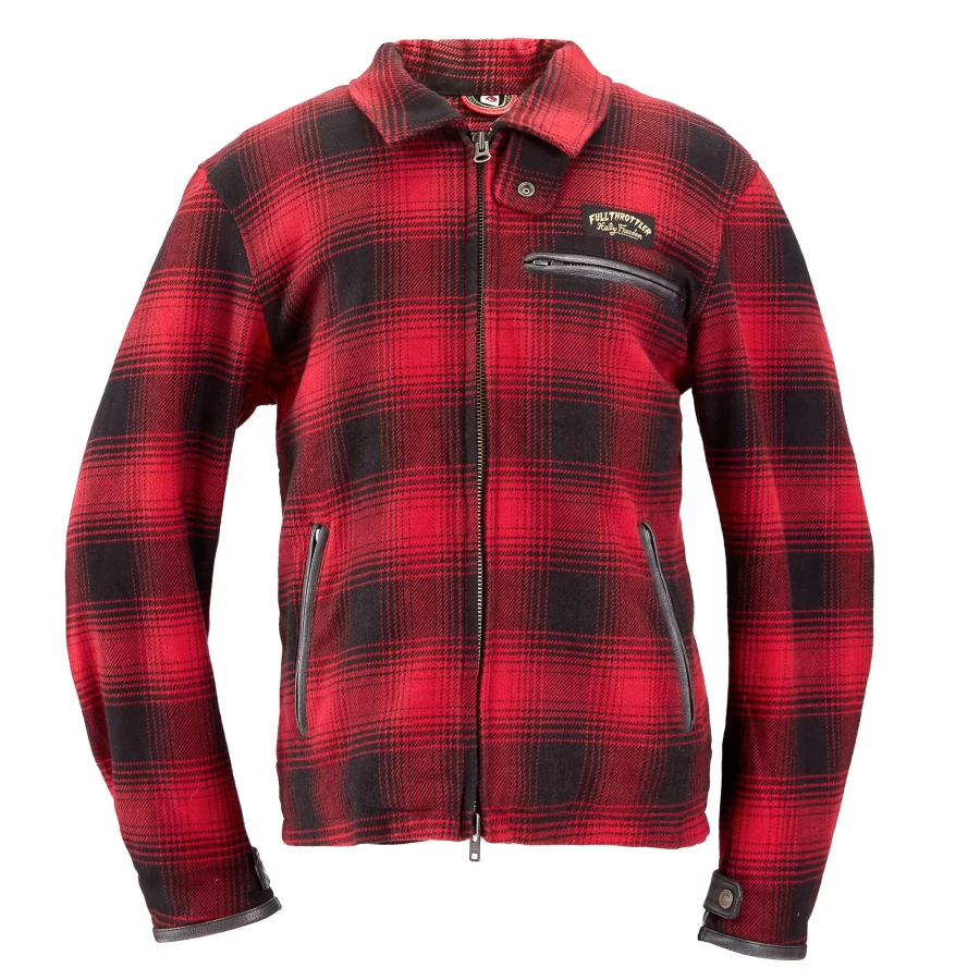 Front view of the Holyfreedom Definitive Flannel CE Motorcycle Jacket with vintage styling.
