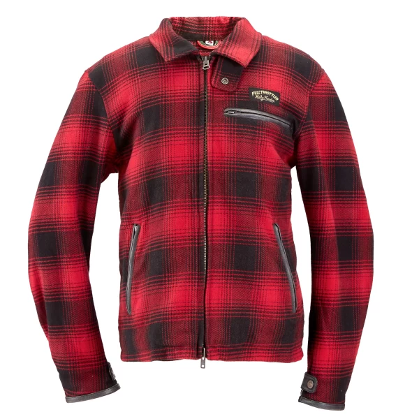 Front view of the Holyfreedom Definitive Flannel CE Motorcycle Jacket with vintage styling.