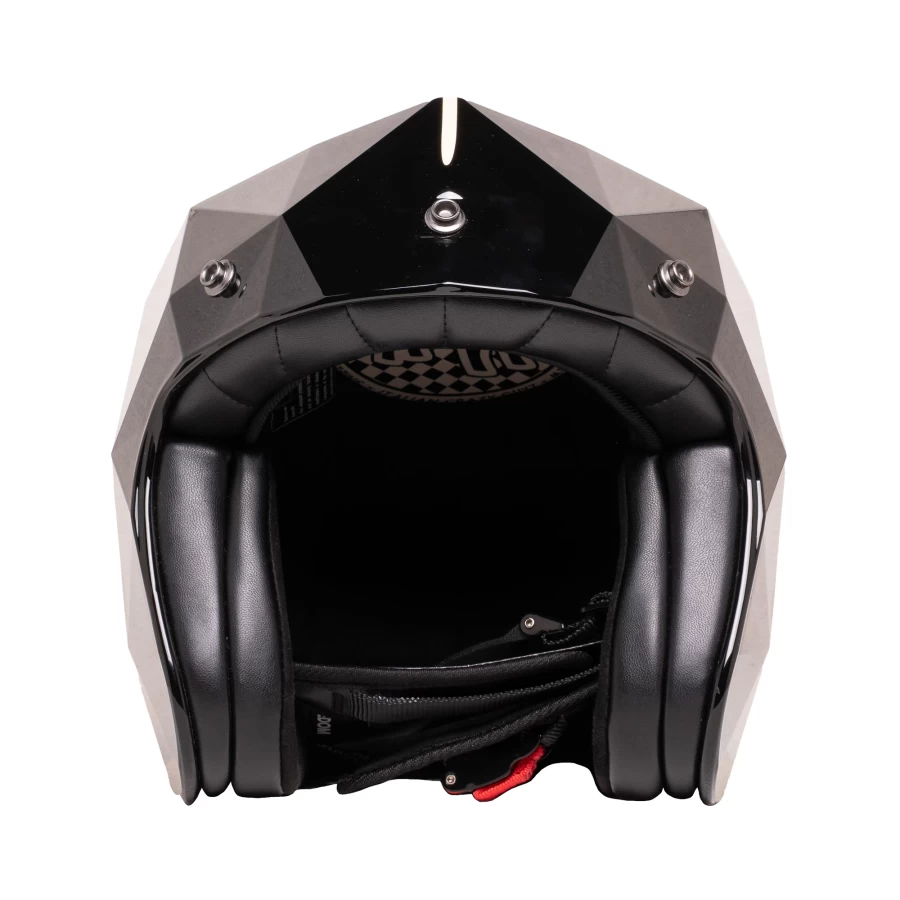 Glossy black faceted jet helmet HOLYFREEDOM STEALTH geometric design