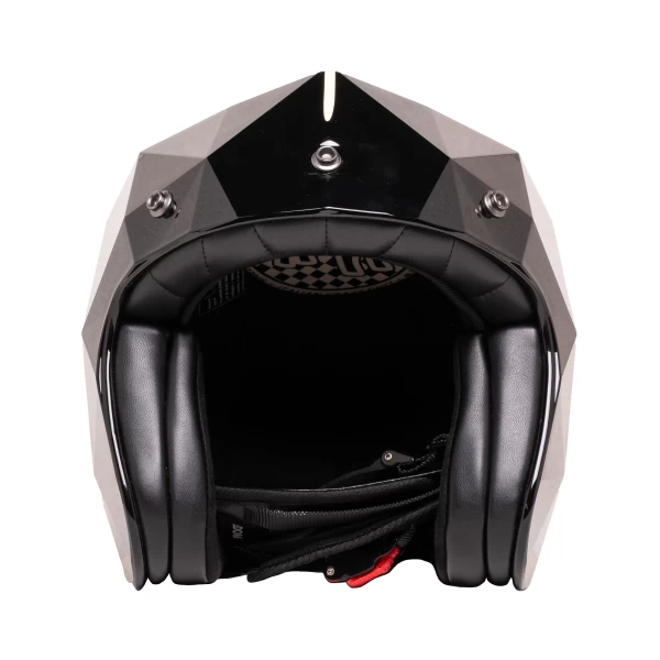 Glossy black faceted jet helmet HOLYFREEDOM STEALTH geometric design