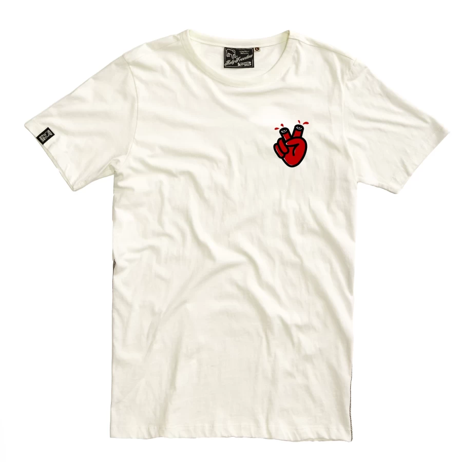 Front view of the Holyfreedom Mamatee recycled cotton T-shirt with clean everyday fit.