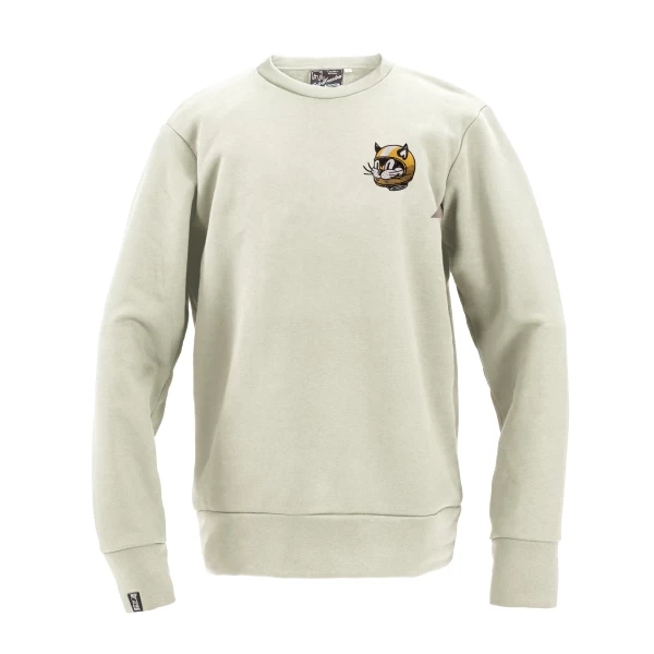Holyfreedom AstroCatz vintage motorcycle crewneck, front view with slim fit silhouette.