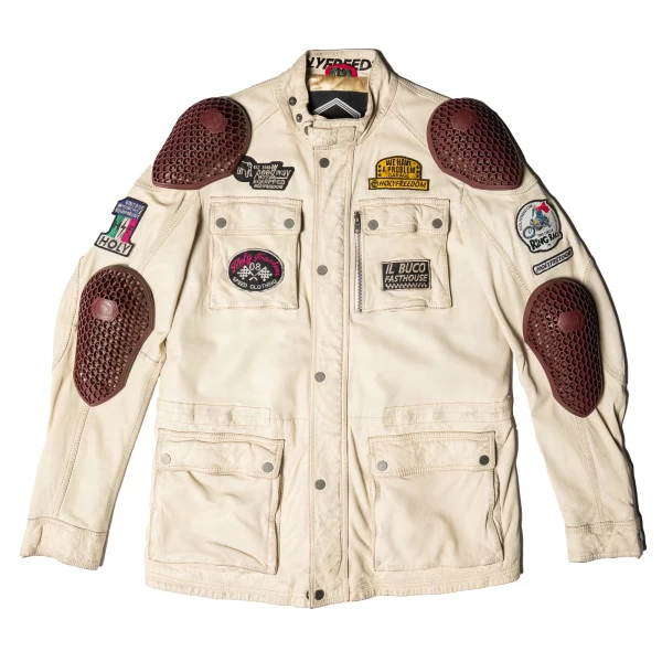 Lifestyle fit on a vintage jacket, free comfort for daily custom riding