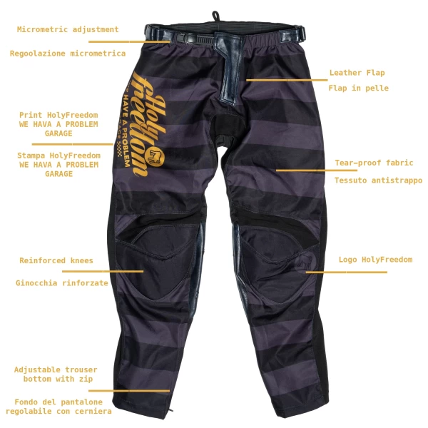 Holyfreedom Mud Petrol off-road trousers front view with technical cut and comfortable fit. 2