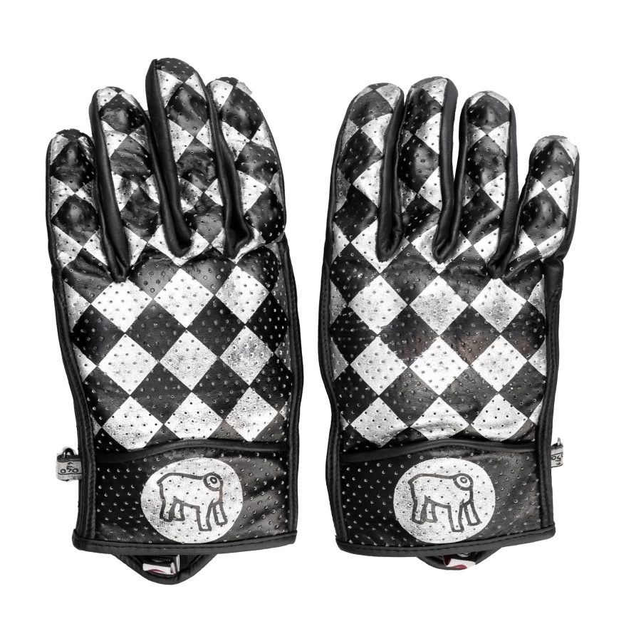 Vista frontale dei guanti moto Bullit Totem, certificati CE e pensati per cafe racer.