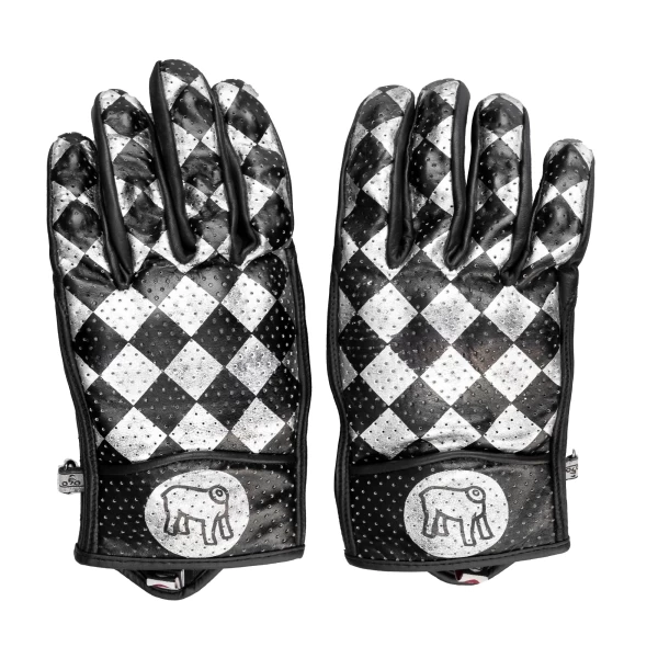 Vista frontale dei guanti moto Bullit Totem, certificati CE e pensati per cafe racer.