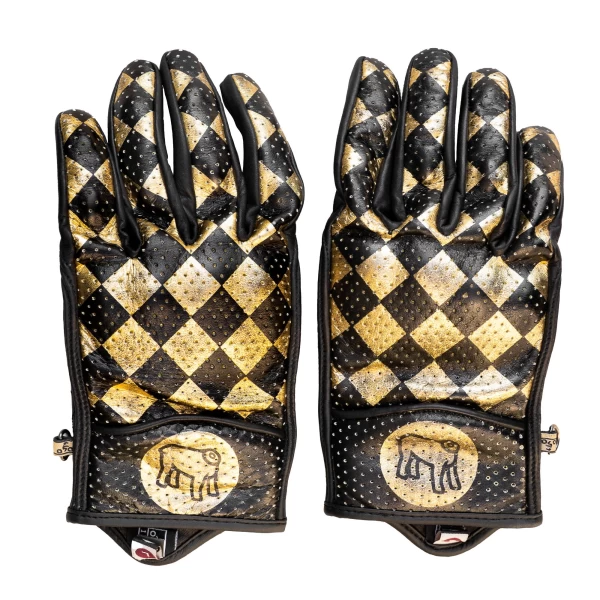 Guanti moto Bullit Lingotto Holyfreedom in vista frontale, con linea vintage e certificazione CE.
