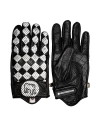 Vista frontale dei guanti moto pelle Bullit Holyfreedom, design vintage essenziale.