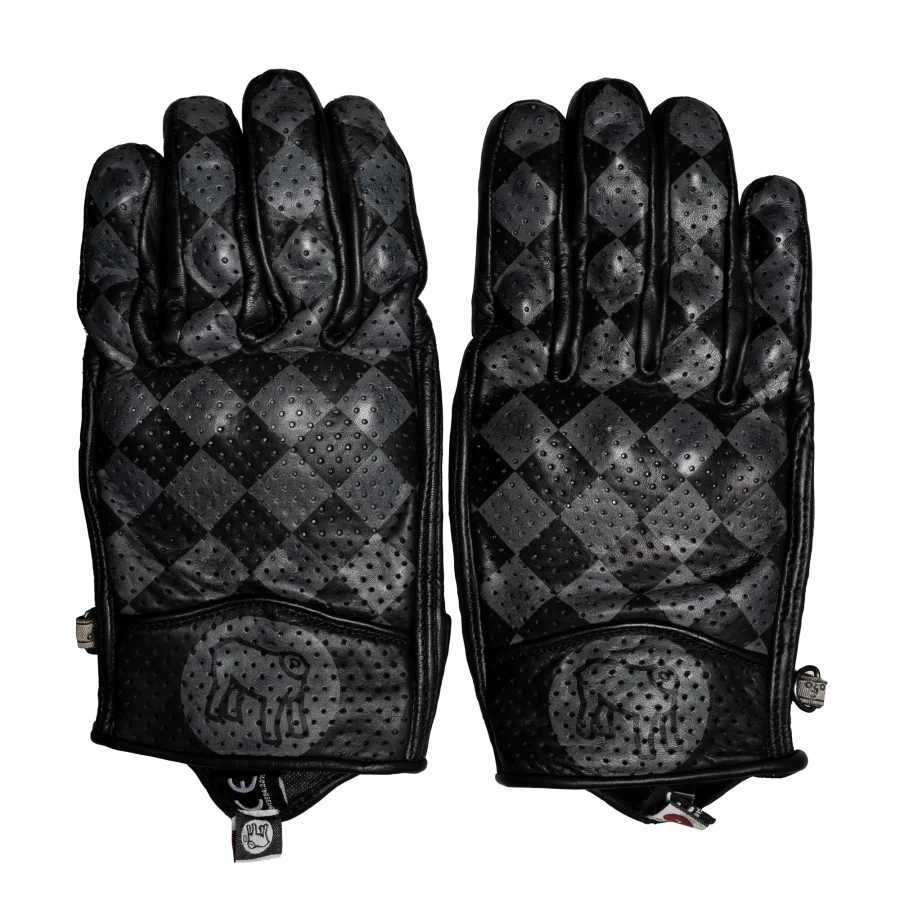 Vista frontale dei guanti moto pelle Bullit Grey Holyfreedom, look pulito e versatile.