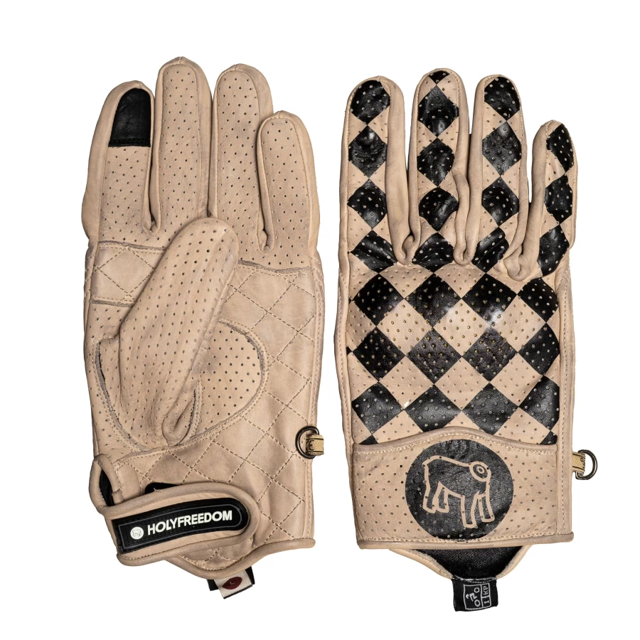 Vista frontale dei guanti moto Bullit Worker con look workwear e certificazione CE.
