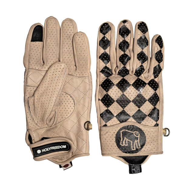 Vista frontale dei guanti moto Bullit Worker con look workwear e certificazione CE.