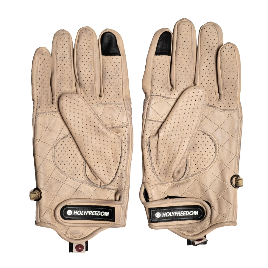 Vista frontale dei guanti moto Bullit Worker con look workwear e certificazione CE.