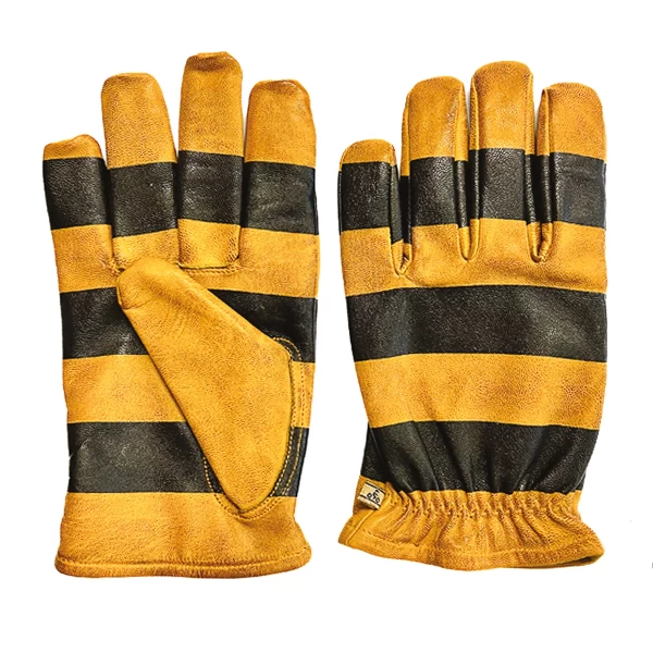 Front view of Pitt Raw Gloves, leather motorcycle gloves with a clean vintage profile.