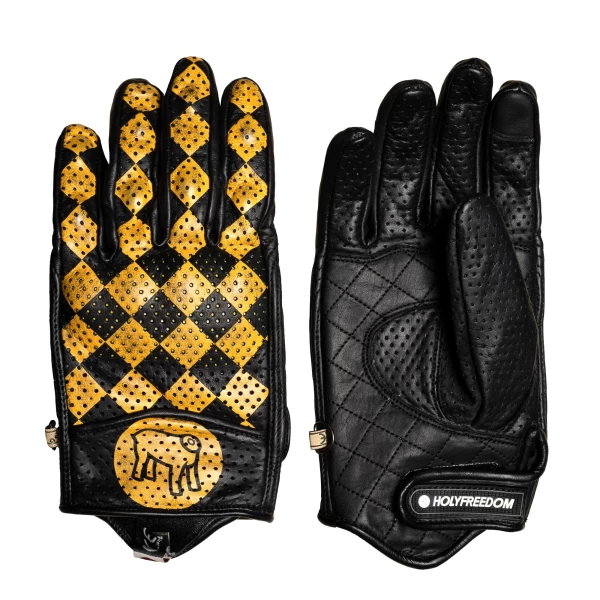 Vista frontale dei guanti moto Bullit Yellow, con accento colore e protezione CE.