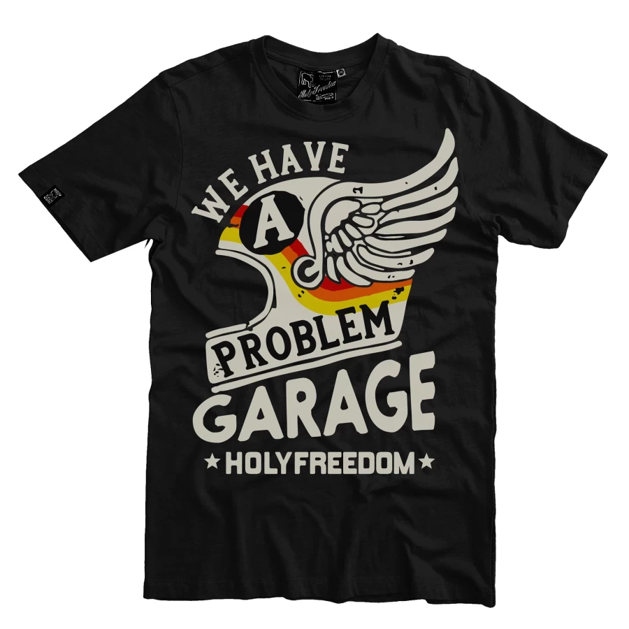 T-shirt Wing Holyfreedom in cotone riciclato, vista frontale con fit regular e stile moto vintage.