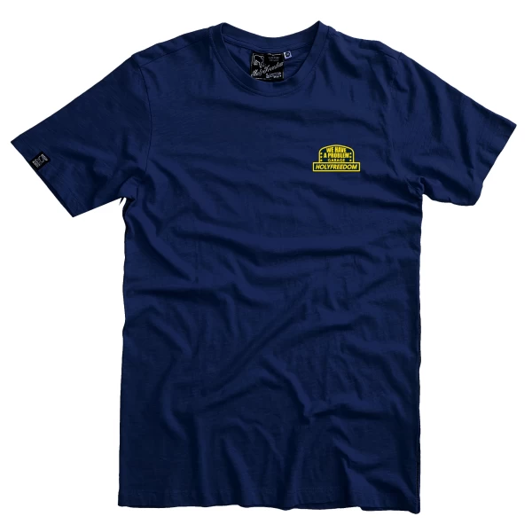 T-shirt Crew Blue Holyfreedom in cotone riciclato, vista frontale con colore intenso.