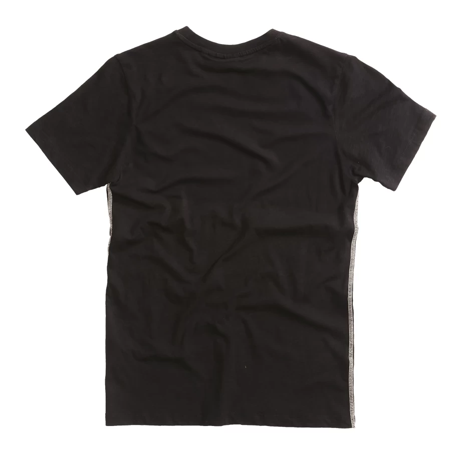 T-shirt donna nera Holyfreedom in cotone riciclato, vista frontale con fit essenziale.