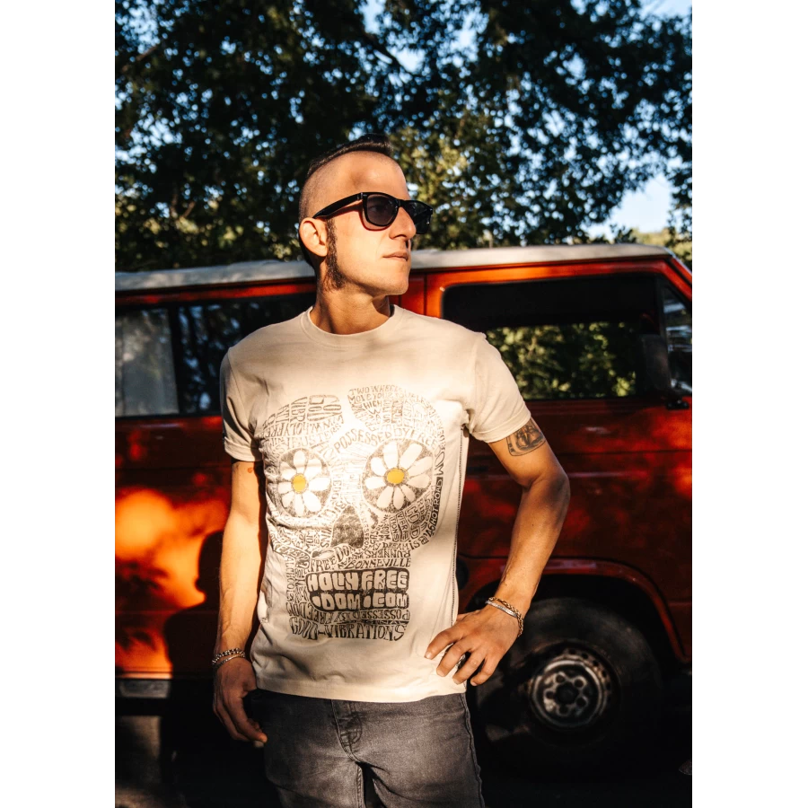 Texture detail shows the slub finish and clean cut of this custom-inspired tee.
