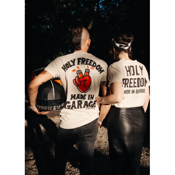 Graphic detail of the Mamatee T-shirt, a clean Holyfreedom design with custom attitude.