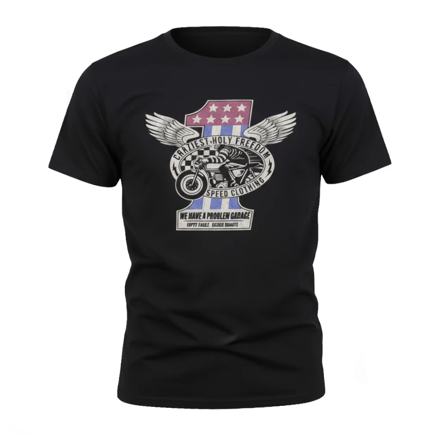 Vista frontale della T-shirt Number One Holyfreedom, con fit pulito e minimal.
