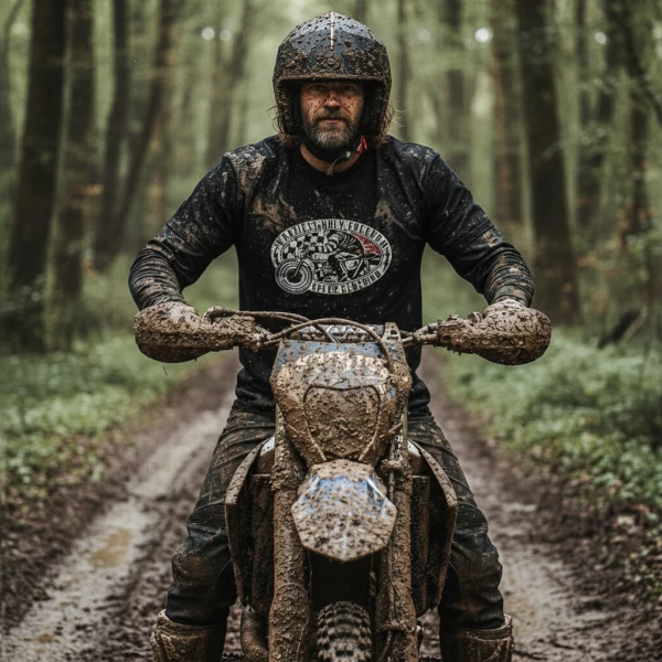 T-shirt manica lunga uomo Holyfreedom indossata in stile cafe racer urbano e rilassato.