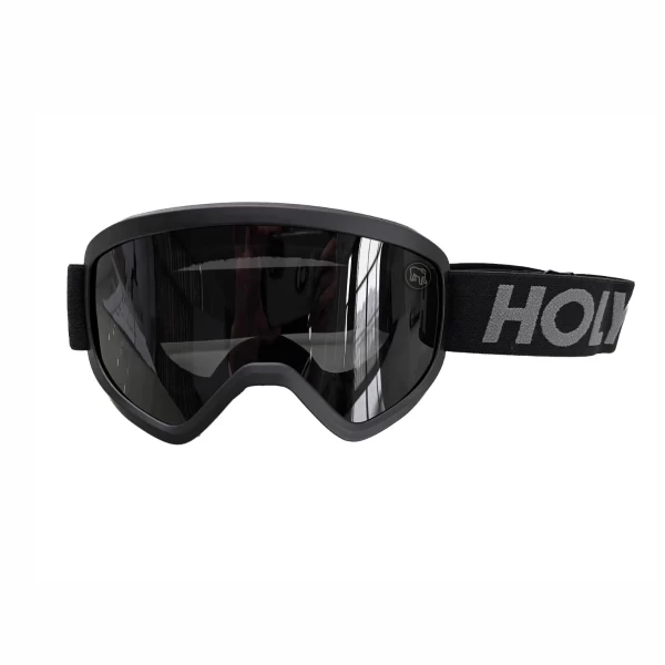 Vista frontale degli occhiali moto vintage Holyfreedom Rapina, con fit universale da casco jet.