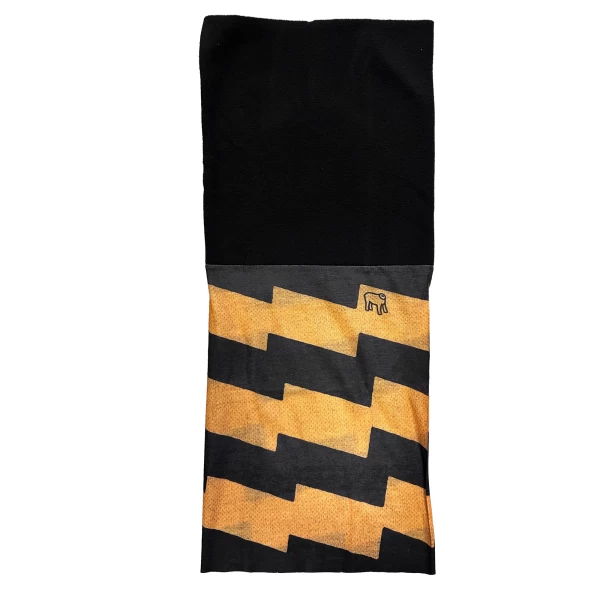 Graphic detail of the Flash artwork on Holyfreedom tube scarf with custom attitude.