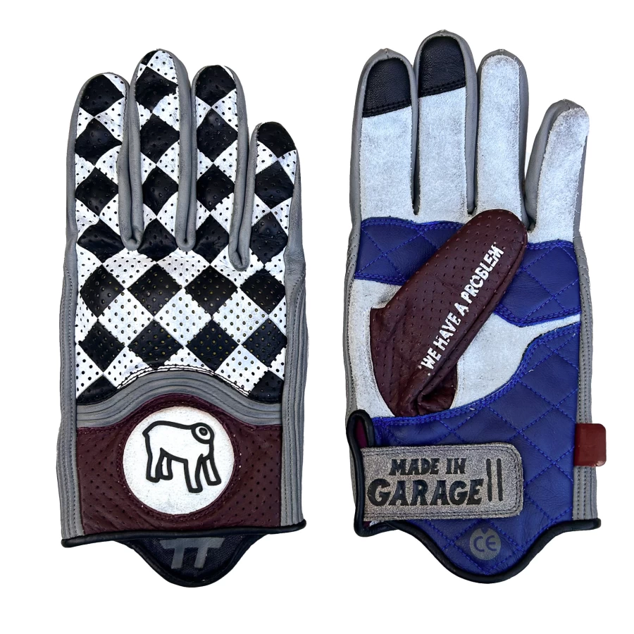 Front view of Bullit Tomba vintage motorcycle gloves with a clean rebel silhouette.